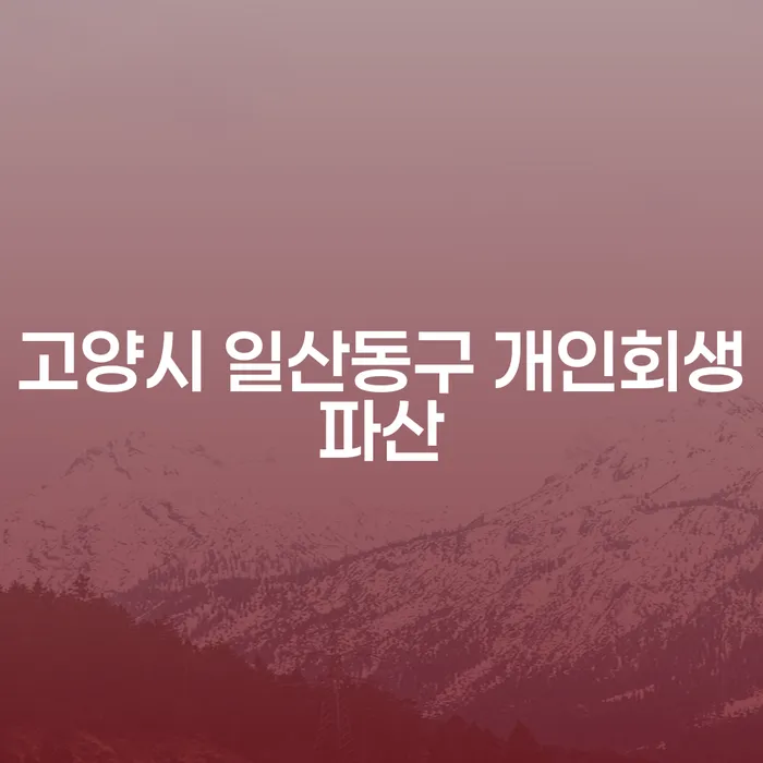 고양시 일산동구에서 개인회생파산, 어떻게 시작해야 할까요?